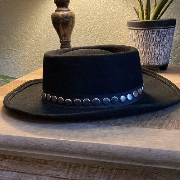 Vintage Bollman Doeskin 100% Wool Hat Black w/ Silver Studs - Picture 6 of 11